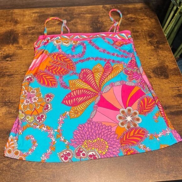 Trina Turk Swim Meilani Border-Print Tankini Top in Blue/Pink Multi. Sz 4. NWT! - Picture 4 of 13